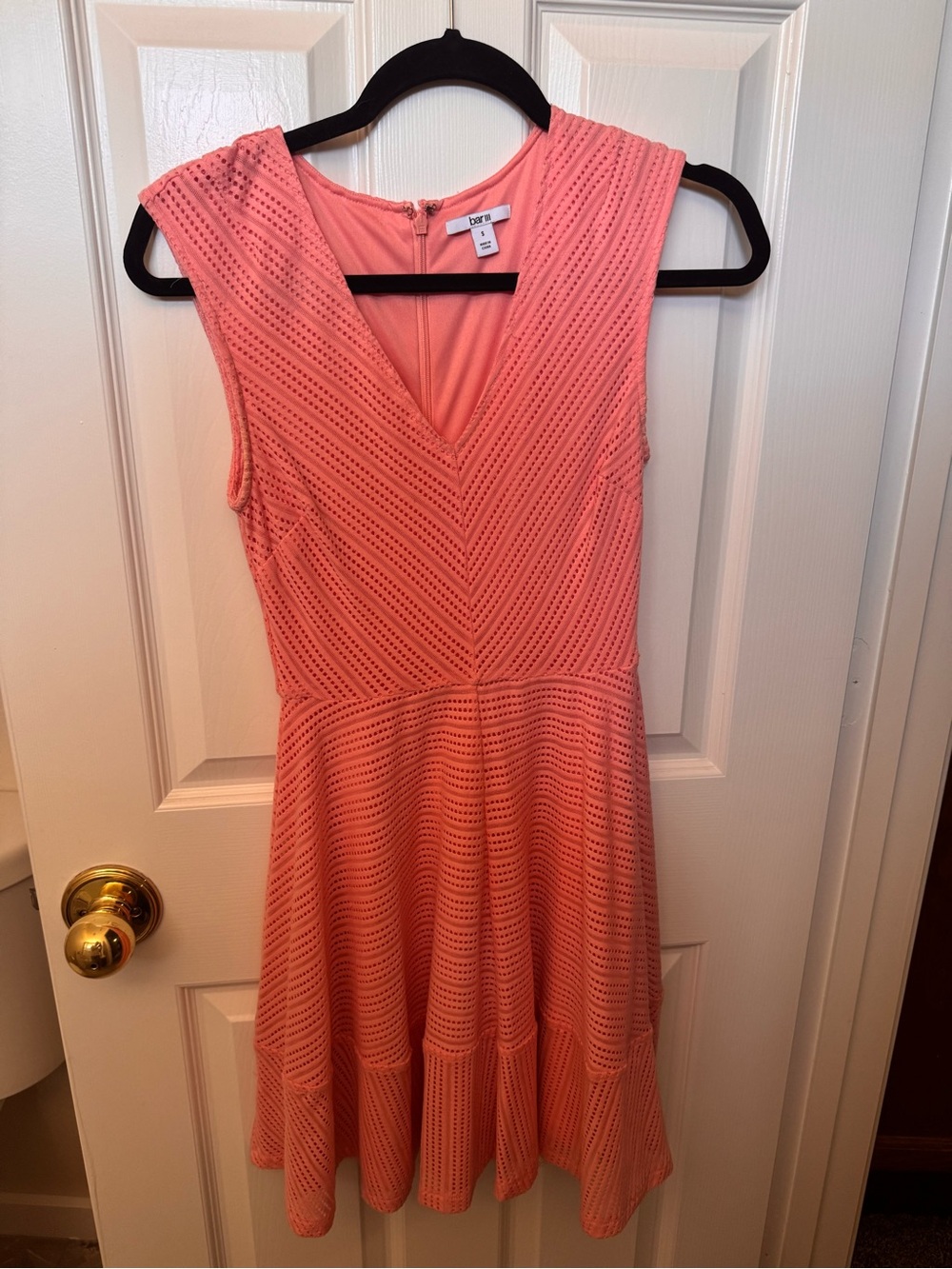 Bar III Coral Eyelet Fit-and-Flare Mini Dress